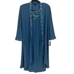 NWT Le Bos 2 Piece Jacket Dress Set Blue Size 12